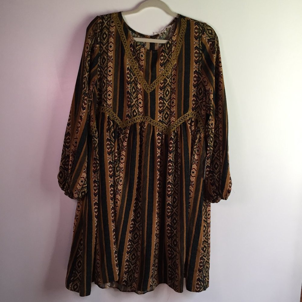 Rethm Green Yellow Bohemian Dress Size L
